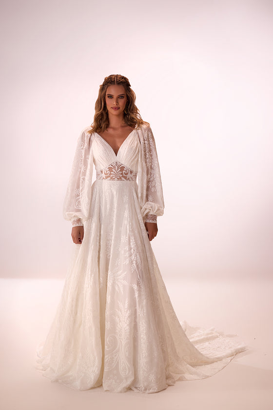 Abito da sposa boho Ellianna con maniche lunghe di DAMA Couture (foto principale)