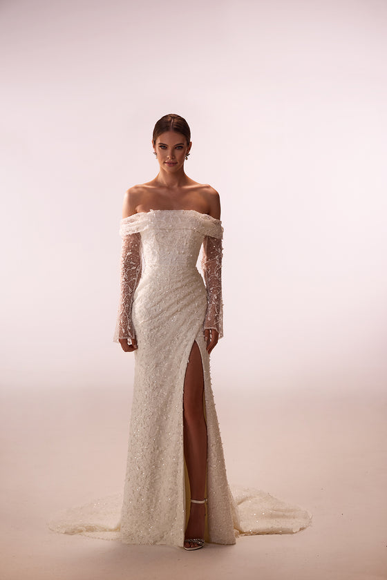 Abito da sposa glamour a sirena Placidia in pizzo di DAMA Couture (foto principale)