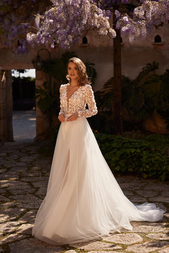 Abito da sposa Ida – abito da sposa a trapezio con maniche lunghe, DAMA Couture.