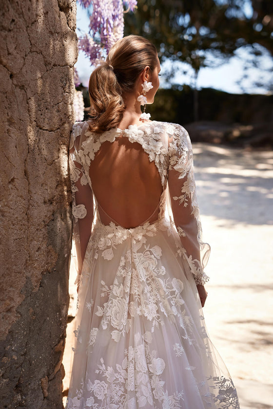 Abito da sposa Asami – abito da sposa a trapezio con maniche lunghe, DAMA Couture.