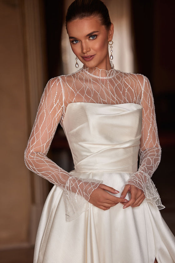 Abito da sposa Madelaine – abito da sposa a trapezio in raso, DAMA Couture.