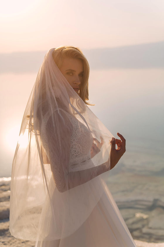 Velo corto – velo da sposa di DAMA Couture.