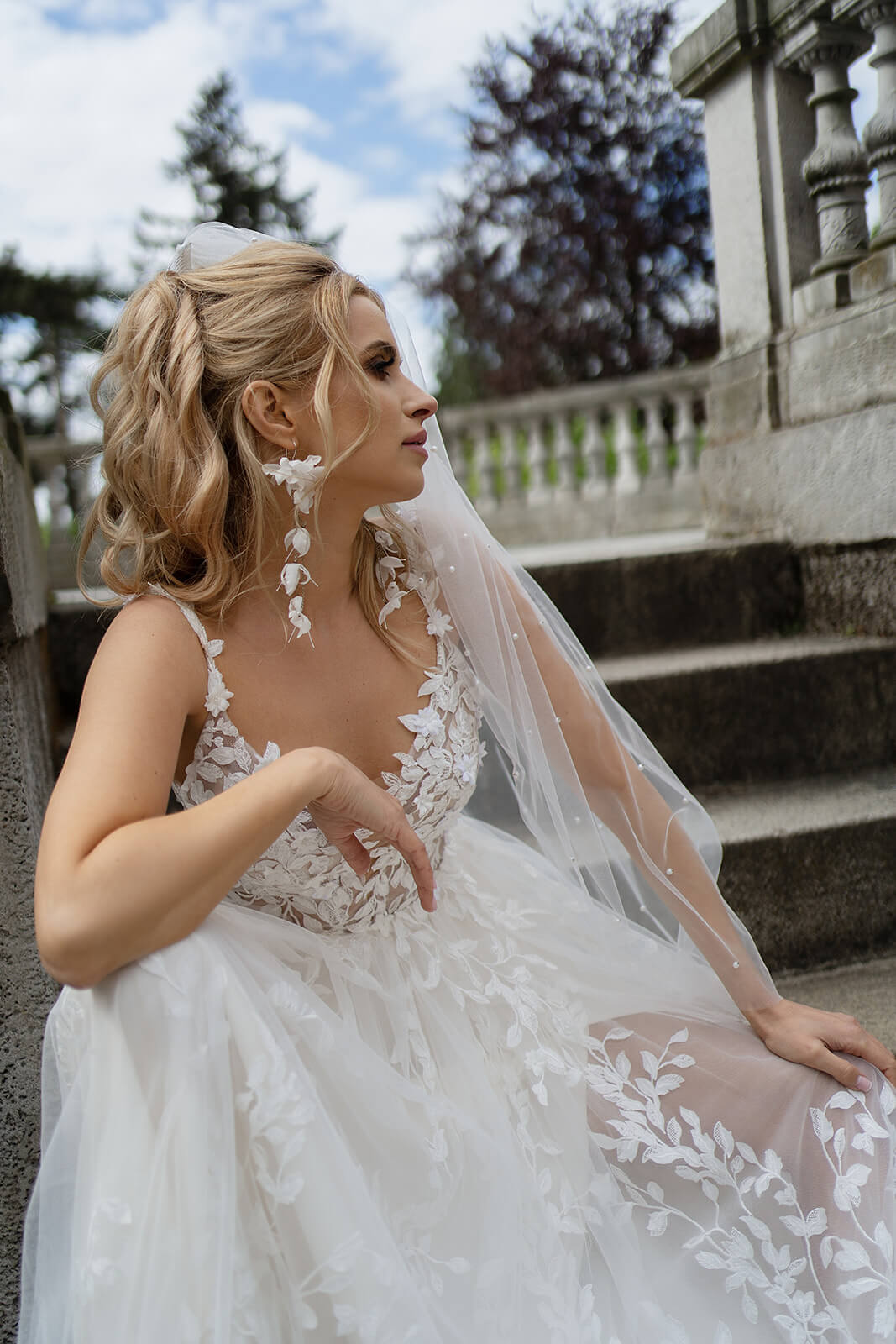 Velo Regular con perle – velo da sposa, DAMA Couture.