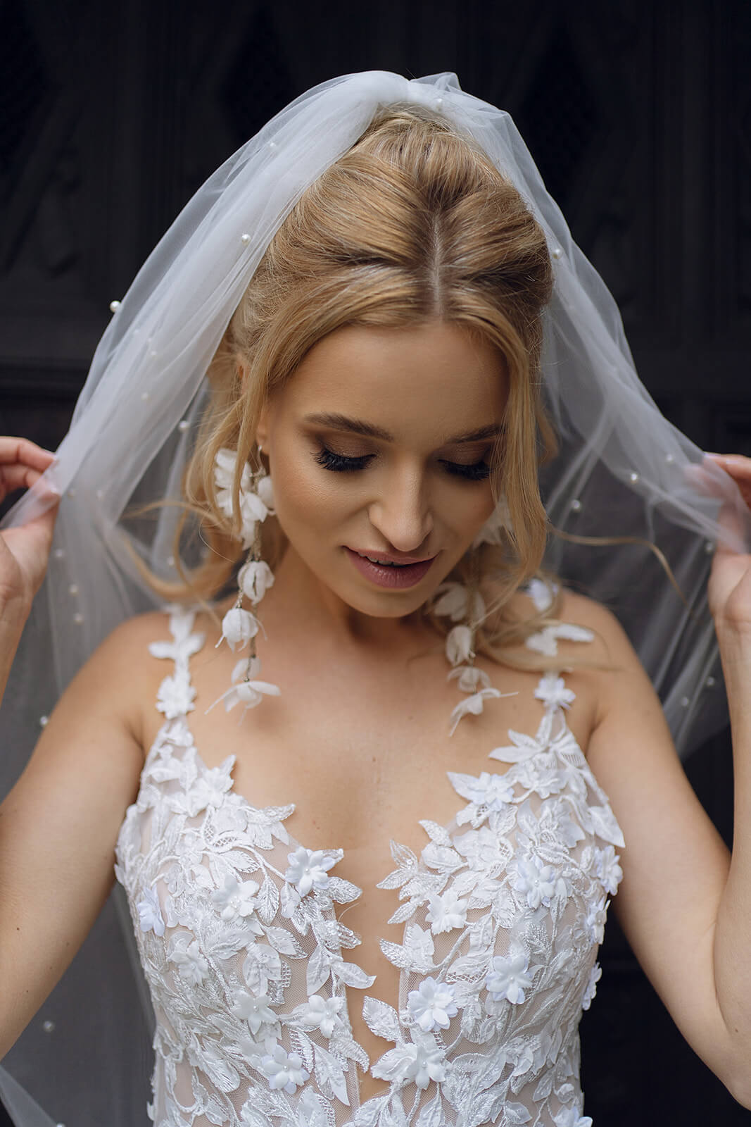 Velo Regular con perle – velo da sposa in movimento.