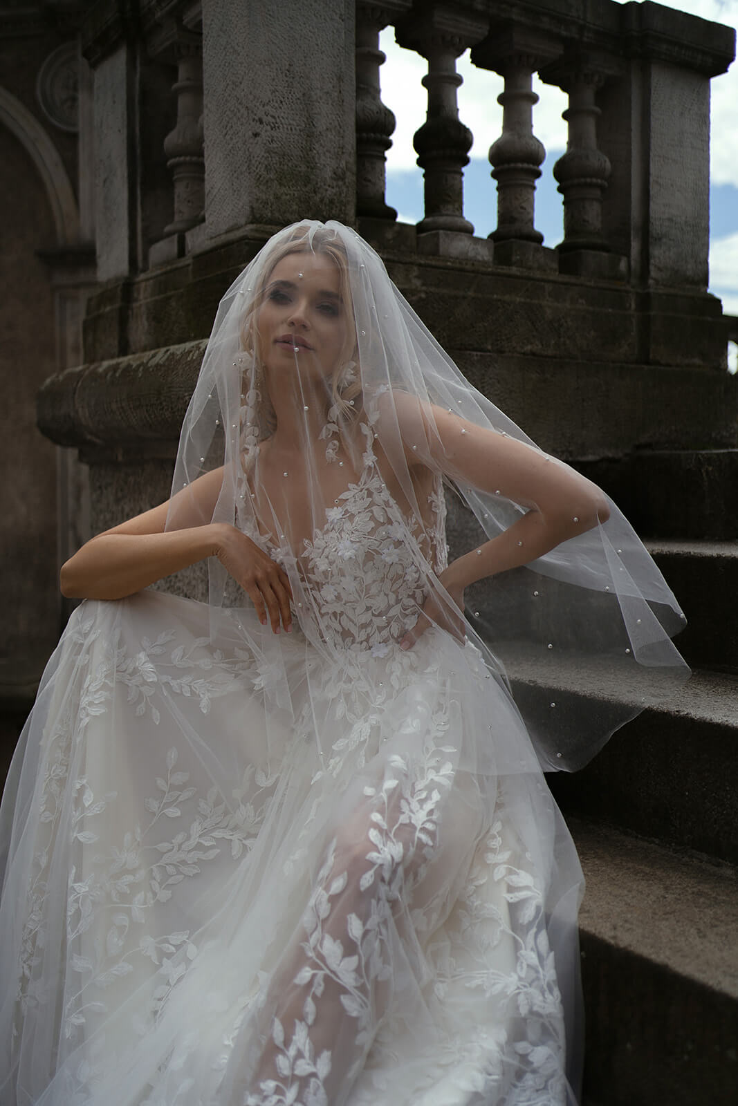 Velo Regular con perle – velo da sposa di DAMA Couture.